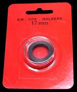 17mm AIRTITE CAPSULE HOLDER FOR COIN, AIR-TITE w 17mm BLACK RING - FREE SHIP - Picture 1 of 6