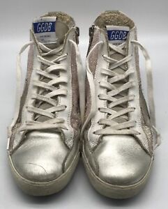 Golden Goose Blush Pink Glitter 'Francy' High-Top Lace-Up Sneakers sz 38