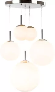 Lampadario Sospensione Moderno, 5 Sfere Bianche Grandi e Piccole,E27 GLOBO BALLA - Foto 1 di 3