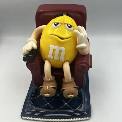 "Dispensador de dulces vintage 1999 M&M coleccionable amarillo cacahuete reclinable 9""" Foto 1 de 4