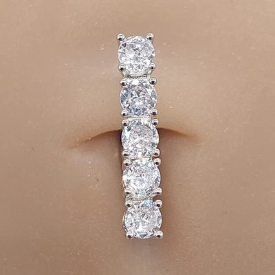 Barras para el vientre botón piercing barra colgante ombligo cuerpo joyería gema anillo plata Foto 1 de 4