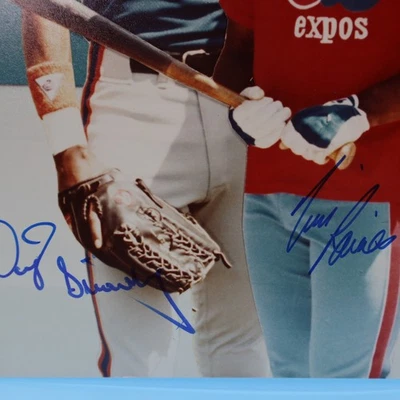 TIM RAINES & DARYL STRAWBERRY - SIGNED AUTOGRAPH 8x10 PHOTO - METS & EXPOS - Image 1 of 4