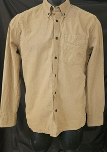 Flint And Tinder Herren Medium Button Down Langarm Baumwolle Leinen Khaki Grün - Bild 1 von 7