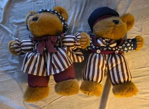 Dan Dee Liberty Brown bears 1999 plush toys Girl Boy Set Lot Of 2 Patriotic Red  - Picture 1 of 10