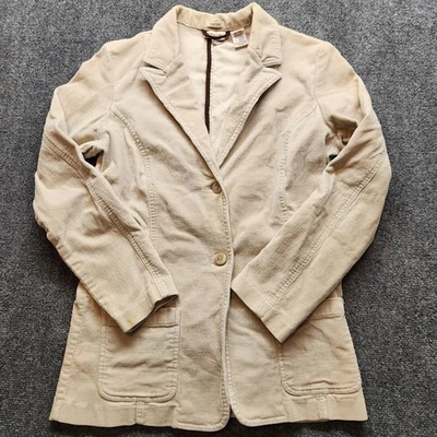 Blazer de pana para mujer St John's Bay beige, frente de 2 botones, cuello, talla M Foto 1 de 3