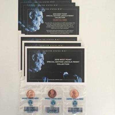 2019 W, West Point Lincoln Cent **Complete 3 Penny Set** UNC/Proof/Reverse Proof - Image 1 of 4