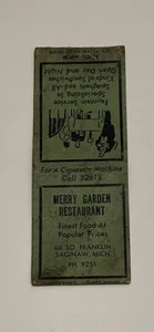Merry Garden Restaurant Saginaw Michigan Vintage Matchbook Cubierta 103 - Imagen 1 de 1