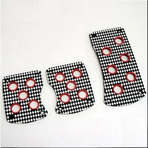 CAR MANUAL TRANSMISSION PEDALS ALLOY WHITE BLACK RED X 3 PIECES - Picture 1 of 2