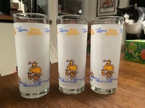Set of 3 Vintage Coco Lopez Frosted Pina Colad Libbey 6" Collins Glass Barware - Picture 1 of 15