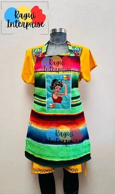 EMBROIDERED ,LA CHINGONA , LOTERIA , MANDIL MEXICANO , SARAPE , APRON, DELANTAL - Image 1 of 4