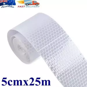25M*5CM Fluro Safety Reflective Tape Vehicle Traffic Warning Adhesive Roll Strip - Picture 1 of 9