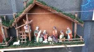 Pesebre 60x12 CM alto40, 8 Pastores Cerámica 12CM Natividad 2 Ovejas Con Shepher - Picture 1 of 4