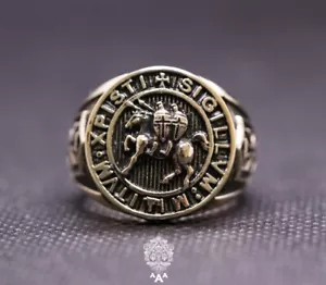 Knight Templar Ring BRASS Ring Brass K.O.T Ring Men Ring Templar Ring - Picture 1 of 6
