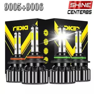 4PCS 9005+9006 6000K 64000LM Combo 4Side LED Headlight Kit High Low Lamp Bulb US - Picture 1 of 12