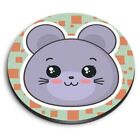 1X Round Fridge Mdf Magnet Face Mouse Green Background #59793