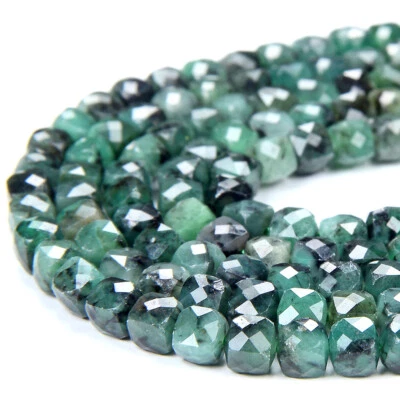 Cuentas cuadradas micro facetadas AA 4 MM piedras preciosas esmeralda Columbia natural (P68) Foto 1 de 3