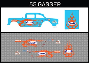 Hot Wheels (1/64),55 Gasser"Gulf 2" Waterslide,Printed White First, Decals - Picture 1 of 5