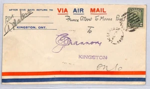 CANADA KGV Cover AIR MAIL Pilot Signed CHERRY RED 10c Stamp Lac la Ronge  ZF142 - Picture 1 of 8