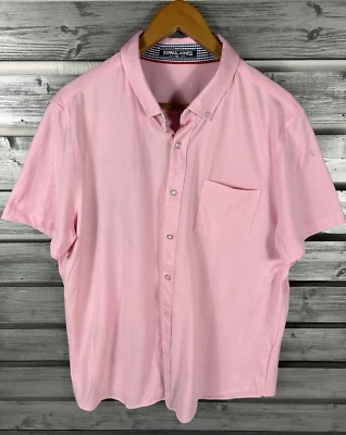 Camisa Paul Jones manga corta abotonada para hombre XL rosa liso bolsillo Foto 1 de 4