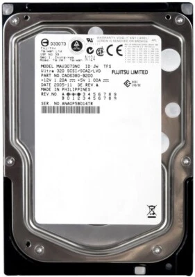 Hard Fujitsu MAU3073NC 73GB 15000U/Min SCSI 80-PIN 8MB ULTRA-320 3.5 " Inch - Image 1 of 3