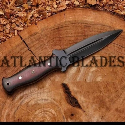 Cuchillo de caza daga hecho a mano personalizado con recubrimiento en polvo de acero D2 y mango Micarta Foto 1 de 3