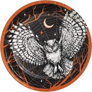 Spooky Halloween Symbols 7 Inch Plates Paper 8 Per Pack Halloween Tableware - Picture 1 of 1