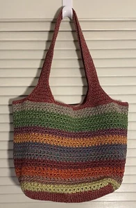 The Sak Collective Crochet Large Shoulder Bag Multicolor Rainbow Stripes - Picture 1 of 6