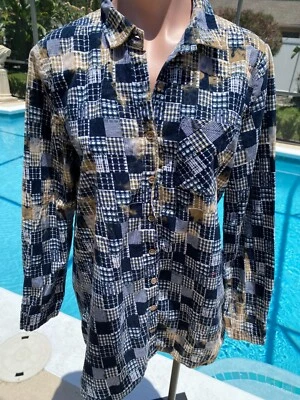 Blusa Oddy Pana Cuadros Estampado Retazos Azul Mujer M Mediana Foto 1 de 4