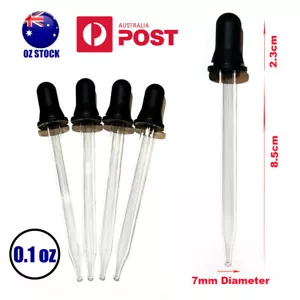 4pcs Clear Glass Stain Liquid Droppers Pipettes Essential Oil Craft Eye Dropper - Picture 1 of 1