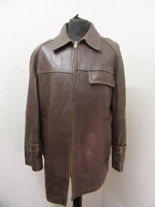 VINTAGE 50'S FRENCH LEATHER SPORTS MOTORCYCLE JACKET SIZE XL WOOL, ZIP ISSUE - Bild 1 von 19