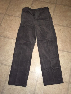 Kitestrings男童灯芯绒长裤,平前,灰色,纽扣可调腰围,12 — 第 1/4 张图片