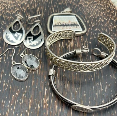 Pendientes de cuarzo turmalinado ágata escénica con incrustaciones pulsera colgante esmalte México Foto 1 de 4