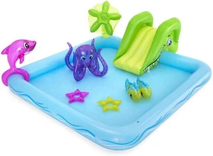 Aufblasbarer Planschbecken Spielplatz Familienpool Aquarium Slide Fountain - Bild 1 von 2
