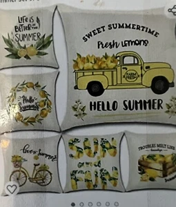Summer Pillow Covers - Lemon Theme - Set of 6 - Picture 1 of 3