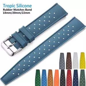 Correa de reloj de silicona tropical correa de reloj de goma de liberación rápida 18 mm 20 mm 22 mm - Imagen 1 de 81
