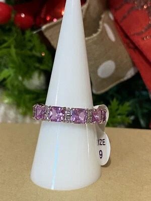 Anillo Bomb Party RBP6632 “Uptown Glamour” Rosa Corindón Circonita Talla 9 Nuevo con Etiquetas Banda Foto 1 de 4