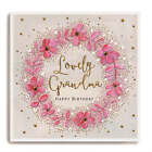 Lovely Grandma Pink Flowers Birthday Card - Janie Wilson Illustrated Foil Design