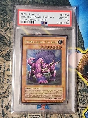 PSA 10 2005 YuGiOh Behemoth the King of All Animals Ulti Rare Unlim FET-EN014  - Image 1 of 2