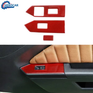 Car Window Switch Control Panel Stickers Decal Red Carbon Fiber For Ford Mustang - Imagen 1 de 9