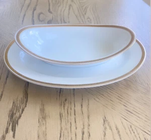 Vintage Noritake Plates The Crete Black Greek Key on Gold Band Set Of 2 - Picture 1 of 4