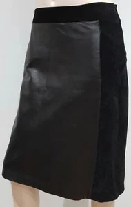 VALENTINO ROMA Women's Black Suede & Leather Panel Lined A-Line Skirt IT44 UK12 - Picture 1 of 9