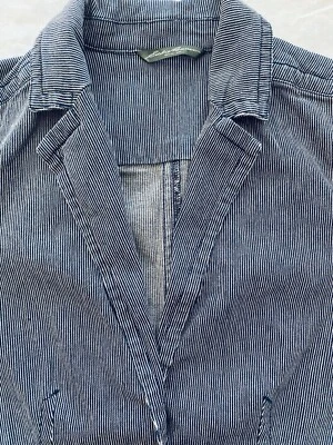 Eddie Bauer Women Size M Jacket Blazer Blue Striped Strechy Business Casual - Image 1 of 4