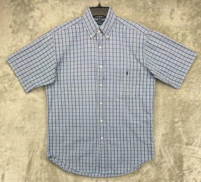 Ralph Lauren Men's Blaire Shirt Size Small Blue Plaid Short Sleeve Button Up - Image 1 of 4