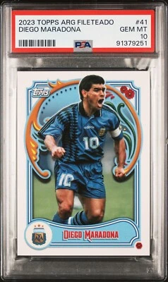 2023 Topps Argentina Fileteado Diego Maradona #41 World Cup 2022 PSA 10 POP22  - Image 1 of 2