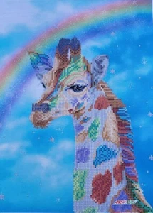 Esquema de bordado de cuentas de jirafa arco iris sobre lienzo hágalo usted mismo patrón impreso ta-212 - Imagen 1 de 10