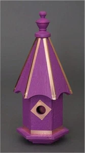 Pajarera de madera Bluebird con adornos de cobre - Amish hecha en EE. UU. - púrpura - Imagen 1 de 1