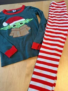 HANNA ANDERSSON STAR WARS YODA CHRISTMAS LONG JOHN PAJAMA SET BOYS 10 EU 140 - Picture 1 of 3