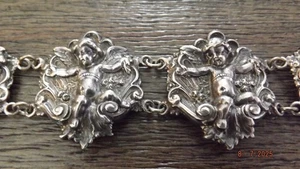 Antique NEW ORLEANS SILVERSMITHS Sterling Bracelet w/ Cherubs - 108 Grams - Picture 1 of 14
