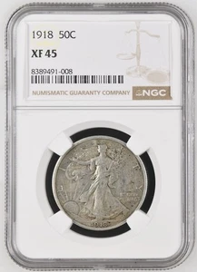 1918 50c Walking Liberty NGC XF 45 - Picture 1 of 2