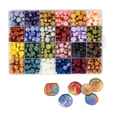 600 Stück Siegelwachs Perlen, 24 Farben Achteckig Für Siegelstempel Wachssiegel  - Bild 1 von 4